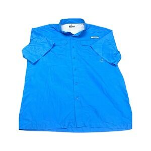 Habit Men's UPF 40+ UV Protection Short Sleeve Fishing Shirt Blue 100% Polyester